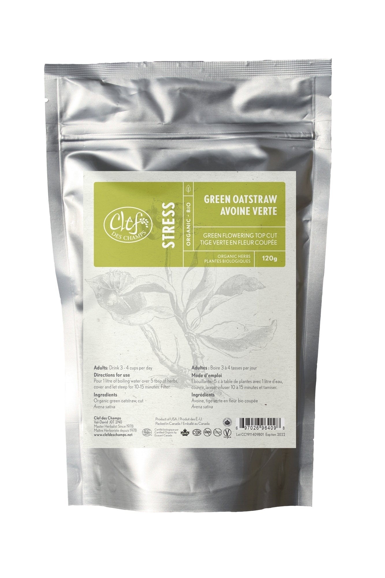 Avoine bio (tige verte en fleur) 120g